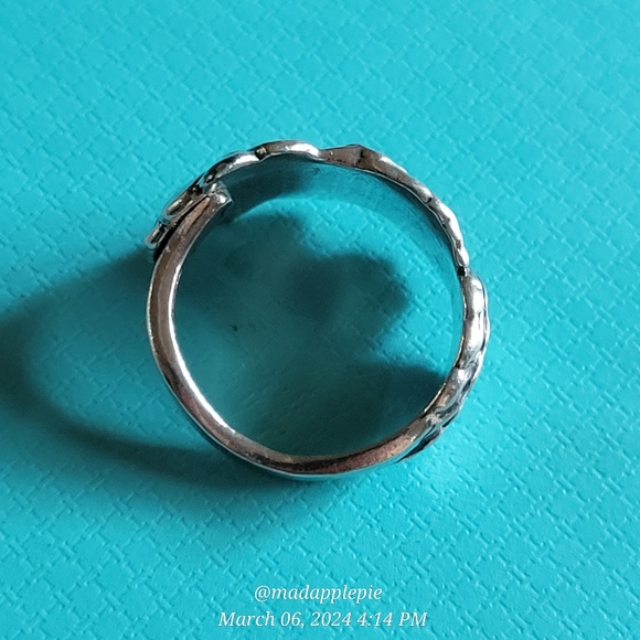 Antique Vintage Forget Me Not Spoon Ring in Sterling Silver Luxury Designer - Picture 9 of 16